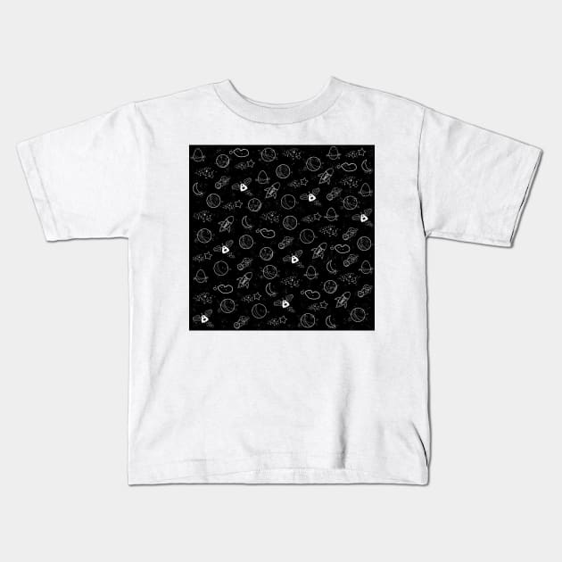 Space pattern Kids T-Shirt by SamridhiVerma18